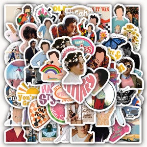 Set of 15-60 Harrys Stickers Music Fans Styles and Scrapbooks, Waterproof Vinyl for Laptop, Phone, Water Bottle, Journal, Cup and More.