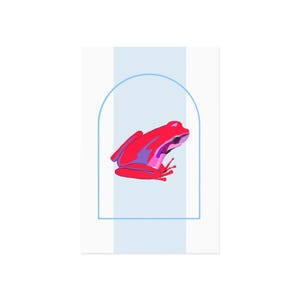 Cartes postales, grenouille colorée de la forêt tropicale rouge bleu esthétique d'été, impressions d'art, cadeau pour amoureux de la faune, décoration tropicale, ensemble de papeterie animaux,
