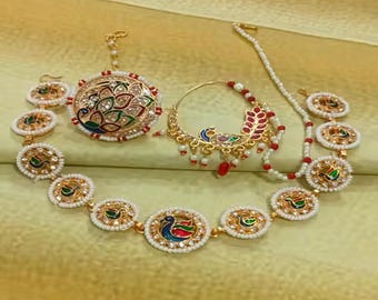 Handmade Peacock Bridal Jewelry Set | Rajasthani Wedding Necklace
