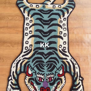 Handgefertigter Wolle Tibetischer Tiger Teppich - Tier Form Kinder Teppich