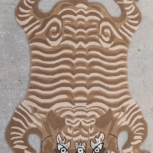 New Pattern Tibaten Tiger Rug Handmade Hand tufted Area Rug 100% Pure woolen Rug For Living Room Bedrom Kid Room Any Room Home Decor