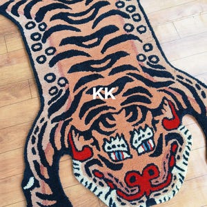 Handgefertigte Wolle Tibetischer Tiger Teppich - Kinderzimmer Dekor