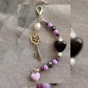 Gothic Heart & Key Bag Charm | Kawaii Purse Accessory