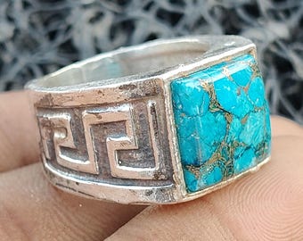 Handmade Gemstone  Turquoise Ring, 925 Sterling Silver Statement Ring