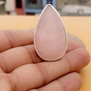Rose Quartz  Gemstone Ring, Statement Ring, Sterling Silver, Heart stone Ring, Anniversary Ring, Engagement Ring, Handmade Ring, Dainty Ring