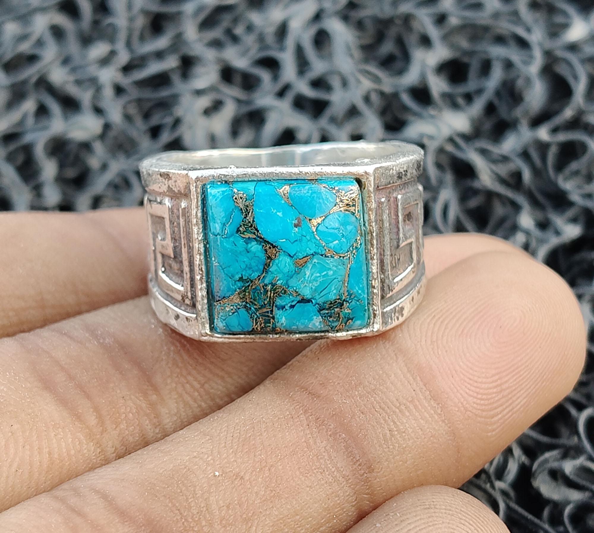 Handmade Gemstone Turquoise Ring, 925 Sterling Silver Statement Ring - Etsy