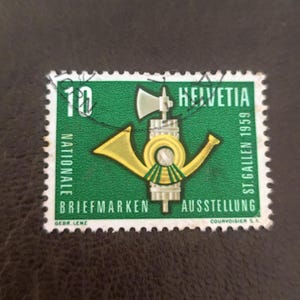 Switzerland 1959 Stamp 1 of 4 Helvetia Series Mint Horn Axe Trumpet Postage Vintage Swiss Philately