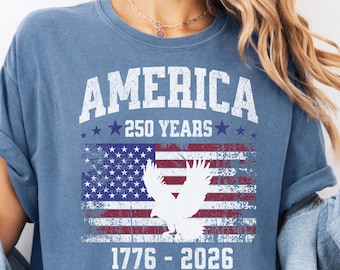 Comfort Colors® America 250 Grunge Distressed USA Flag Eagle Anniversary Shirt,Pride Patriotic Gift