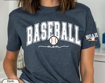 Personalized Baseball Mom Shirt,Custom Baseball Sleeve Name T-shirt,Gift for Baseball Mom,Baseball Season Tee