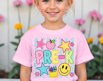Pre K Girl Back To School Graphic Shirt,First Day Of School Toddler Outfit