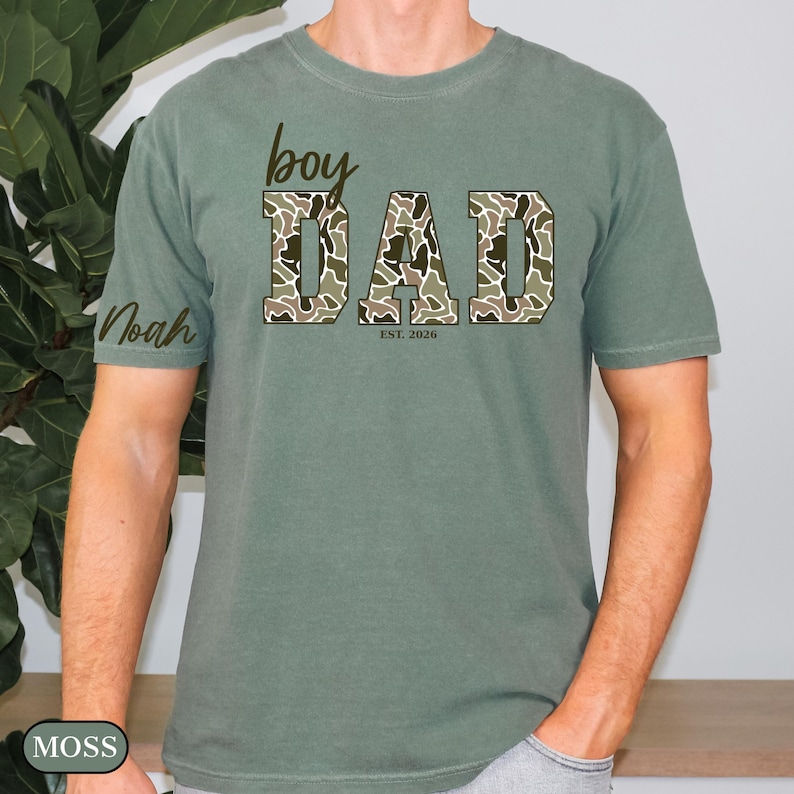 Comfort Colors®Personalized Duck Camo Print Boy's Dad Shirt,New Dad Gift,Father's Day Gift image 3
