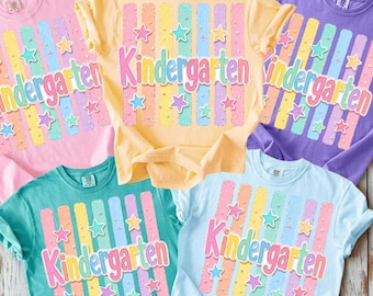Kindergarten Teacher Team Shirt,Comfort Colors® Back To School Graphic Top,First Day Of School Teacher Gift