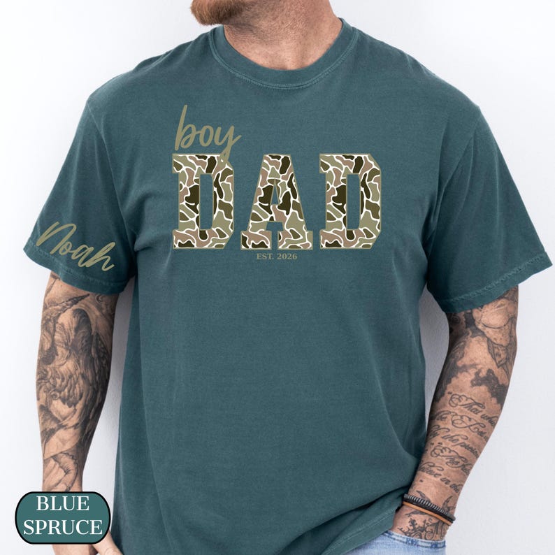 Comfort Colors®Personalized Duck Camo Print Boy's Dad Shirt,New Dad Gift,Father's Day Gift image 4