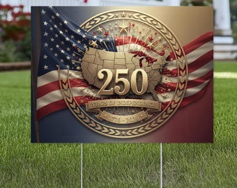 America 250th Anniversary Yard Sign, Patriotic Lawn Decor