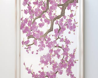 Impresión de flor de cerezo: arte mural floral japonés, póster de Sakura