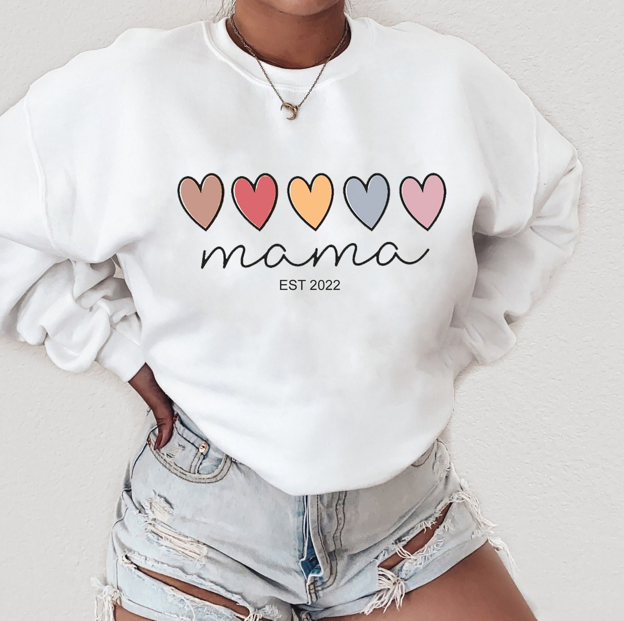 stringingstone Custom Mama Oversized Crewneck Sweatshirt, Mother's Day Gift for Mom, Mother Unisex Tee Shirt, Mom Shirt for Mother's Day, Mommy Sweatshirt