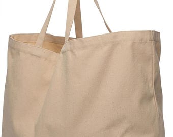 Extra Large Heavy Duty Canvas Tote Bag – Customizable, Loom, Shopping, Beach (W 32" x H 16" x D 12")