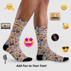 Emoji Crew Socks | Fun Expressive Novelty Footwear | Colorful & Playful Gift for All Ages | Happy Feet Vibes | Fun Colorful Socks