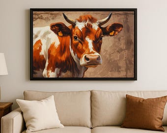 Brown Cow Print: Rustic Farmhouse Animal Wall Art (Digital Download)