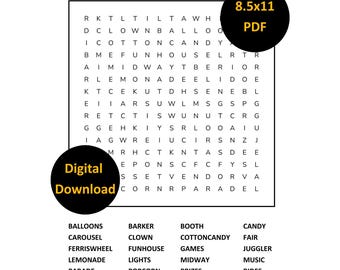 Spaß auf der Messe druckbare Wortsuchpuzzle mit Lösung digitaler Download