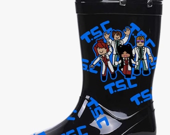 Roblox Black/Blue Kids Rubber Rain Boots