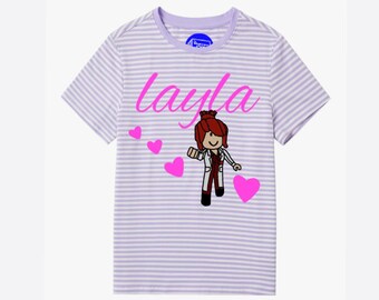 Roblox Girls Purple Striped Graphic Shirt