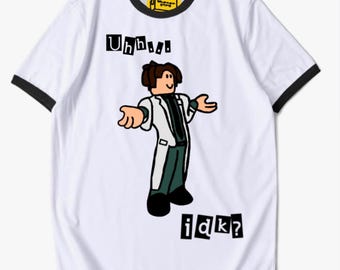 Roblox Men’s Ringer Centric Graphic Shirt Adult - White/Black