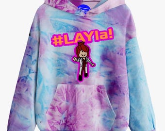 Roblox Girls Purple/Blue Tie Dye Graphic Kids Hoodie