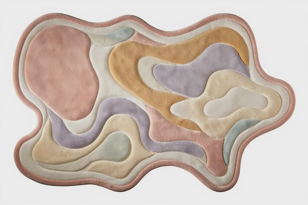 Pastel Rug Modern Handmade Abstract Pastel Rug: Modern Sculpted Irregular Carpet - Etsy