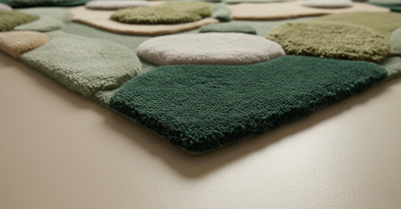 Landscape Rug Tuft Pebble Moss Landscape Rug, Hand Tufted Wool Carpet, Sculpted Biophilic ...