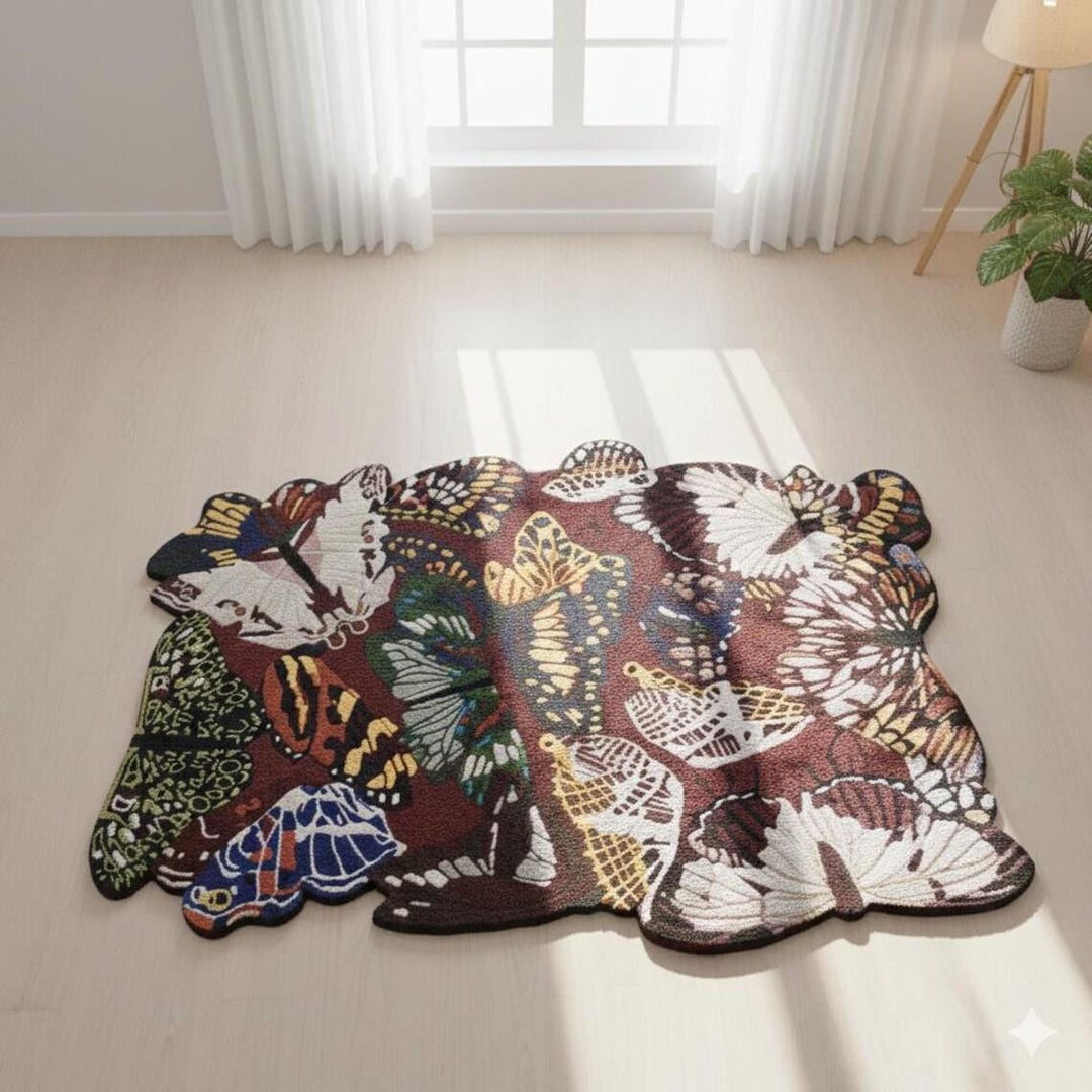 3D Butterfly Shape Tufted Wool Rug | Butterfly Area Carpet | Nature ...