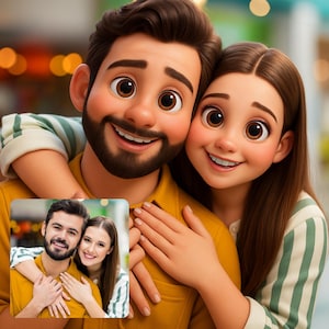Custom Pixar Style Portrait: Personalized 3D Cartoon Art (Digital Download