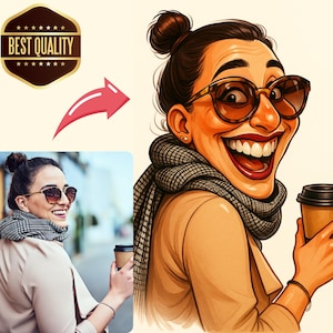 Custom Caricature Portrait from Photo: Funny Cartoon Gift (Digital Download