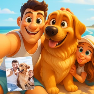 Custom Pixar Style Portrait from Photo | Personalized 3D Cartoon Art | Couple, Family, Pet Digital Gift | Unique Illustration