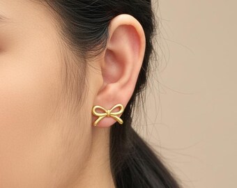 16 kt gouden strikoorknopjes, elegante knoopsieraden, cadeau bruidsmeisjes, coquette-stekker