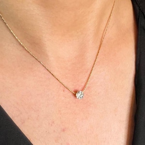 Waterproof-Dainty Gold Stainless Steel Solitaire Necklace, Minimalist Jewelry, Bridesmaid Necklace, Gift for Mom, Anniversary Gifts For Her