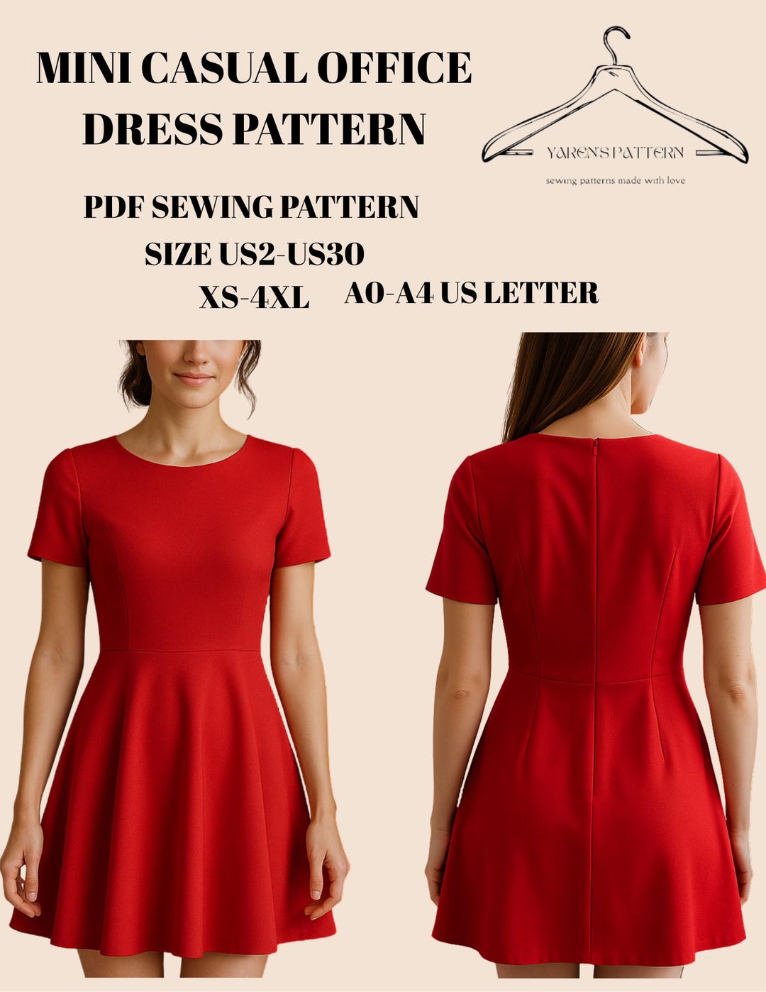green emerald velvet dress Zapaka Women Ivory Work Dress with Belt A Line Round Neck Single-Breasted Semi Formal Dress, Ivory / XL main image 1