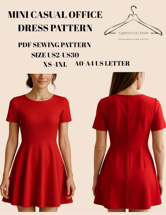 formal office dress patterns Mini Sewing Pattern,women Size:us2 to US30,PDF Pattern office work dress designs
