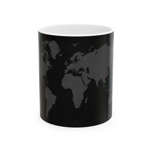 Weltkarte Keramiktasse - Schwarz-Weiß-Reise-Kaffeetasse, Einzigartiges Geschenk für Reisende, Wohnkultur,