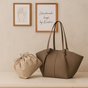 Large Cowhide Leather Tote Bag – Women's Genuine Leather Shoulder Bag, Bat Wing Design, Commuter Work Purse, Versatile Fashion Handbag