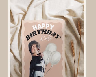 Louis Tomlinson Birthday Card 143mmx203mm” With Blank White Envelope- Hammered Card