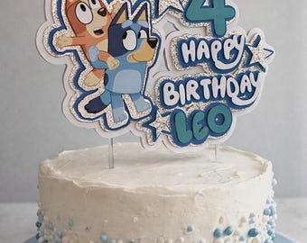 Personalised 3D Bluey Themed Birthday Cake Topper