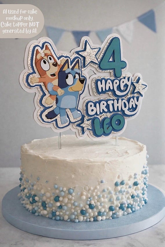 Personalised 3D Bluey Themed Birthday Cake Topper