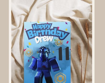 Personalised Roblox Birthday Card With Blank White Envelope - 143mm x 203mm - Glossy Finish