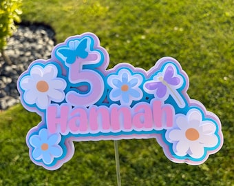 Personalised 3D Fairy Flower Themed Birthday Cake Topper