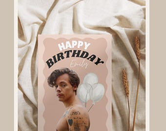 Harry Styles Birthday Card 143mmx203mm” With Blank White Envelope- Hammered Card