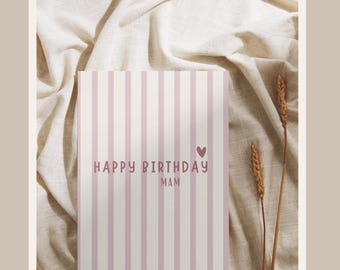 Happy Birthday Mam Card 143mmx203mm with Blank White Envelope - Hammered Card