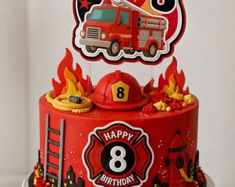 Personalised 3D Fire Fighter Themed Cake Topper