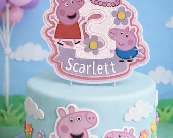 Personalised 3D Peppa Pig Themed Birthday Cake Topper