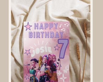 Personalised K Pop Demon Hunters Birthday Card – Glossy Finish (137mm x 198mm)